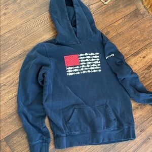 Columbia Navy Blue Hoodie with Fish Design